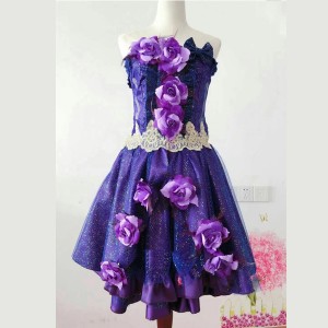豪華な紫天羽 ジュネコスプレ衣装プリパライブニングドレス